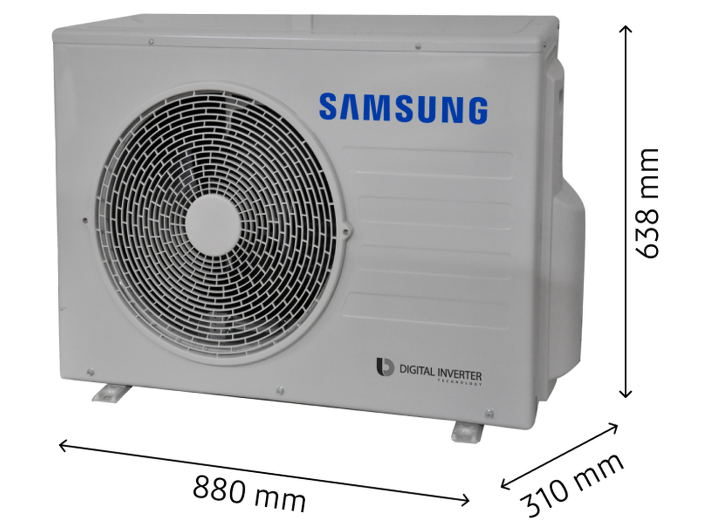 Samsung EHS Split R32 6 kW õhk-vesi soojuspump integreeritud 200 l tarbeveeboileriga, 1-faasiline (välisosa AE060CXEDEG/EU + siseosa AE200DNWSPG/EU) — mõõtjoonis